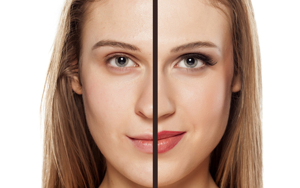 πριν και μετά το μακιγιάζ - Φωτογραφία, εικόνα
