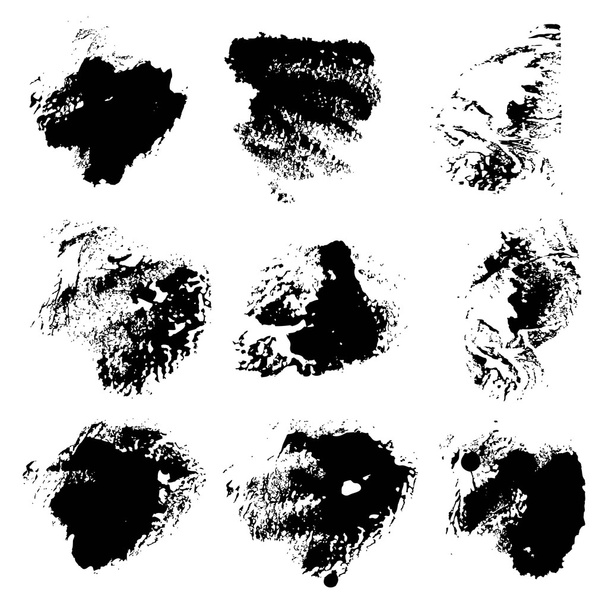 Satz von abstrakten Vektor-Grobabdrücken schmiert schwarze Farbe auf ein wh - Vektor, Bild