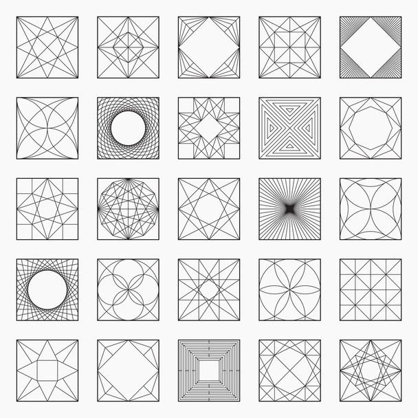 Satz geometrischer Elemente / Symbole, quadratische Muster - Vektor, Bild