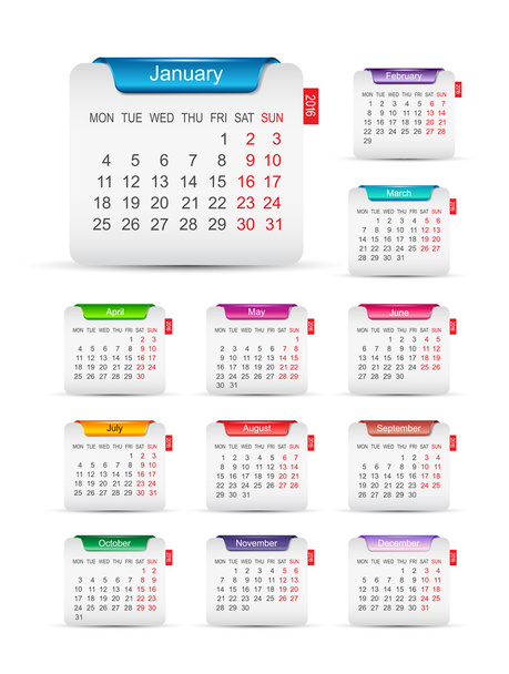New year 2016 calendar design. - Вектор, зображення