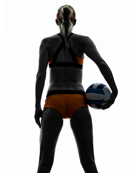 γυναίκα beach volley μπάλα παίκτης σιλουέτα - Φωτογραφία, εικόνα