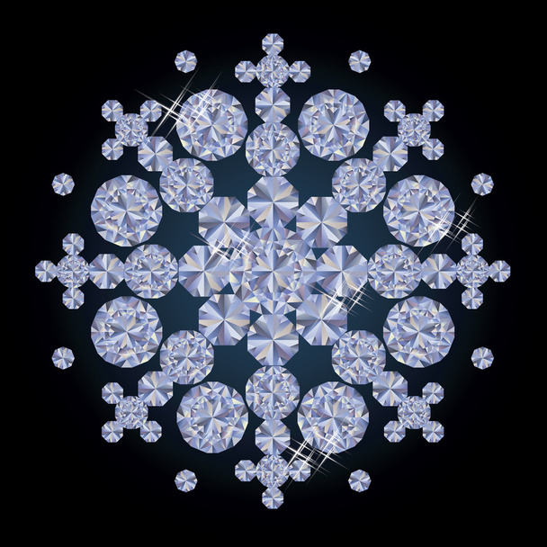 Diamond xmas snow flake, vector illustration - ベクター画像