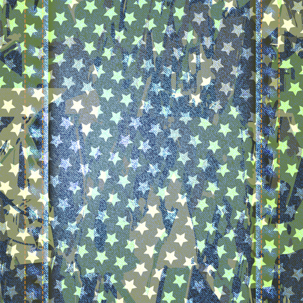 Иллюстрация текстуры векторных синих джинсов со звездами. EPS 10
 - Вектор,изображение