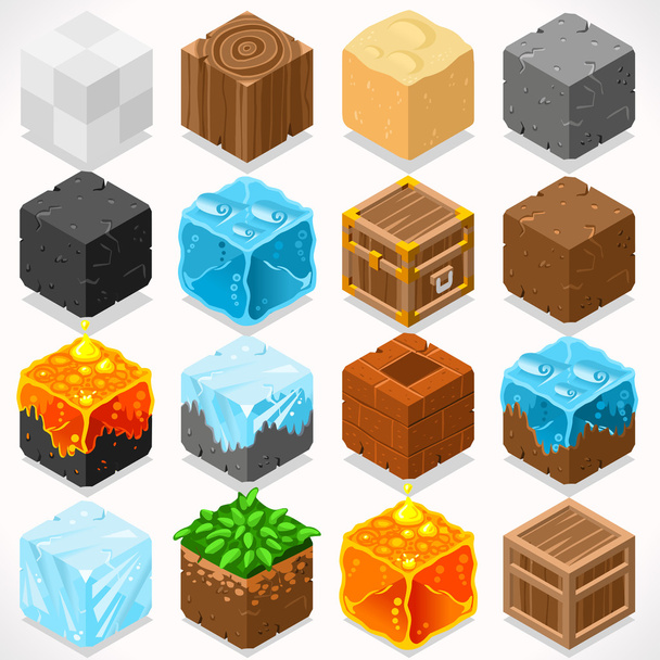 Mine Cubes 03 Elements Isometric - Vector, Image