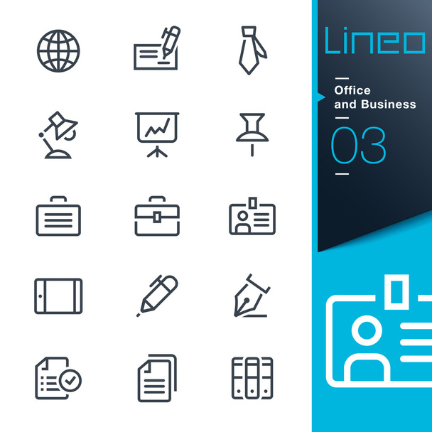 Линео - иконки контура офиса и бизнеса
 - Вектор,изображение