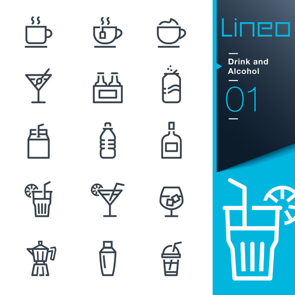 Lineo - ποτό και το αλκοόλ περίγραμμα εικονίδια - Διάνυσμα, εικόνα
