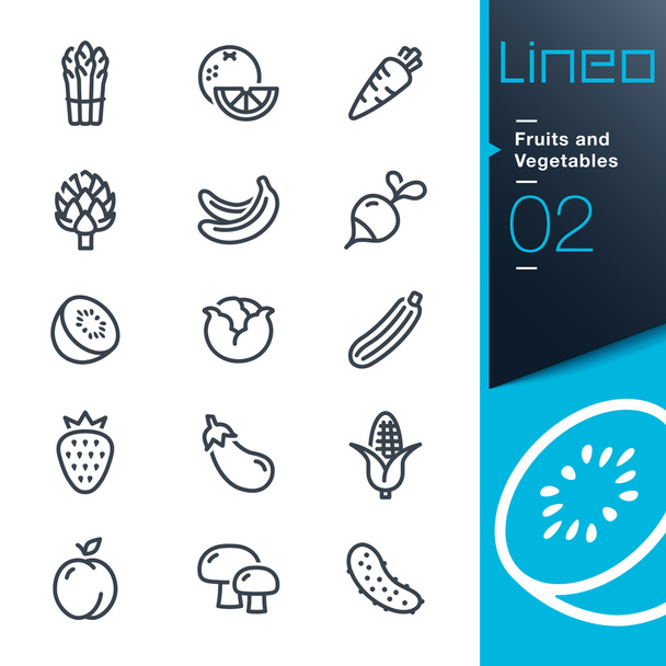 Lineo - groenten en fruit een overzicht van pictogrammen - Vector, afbeelding