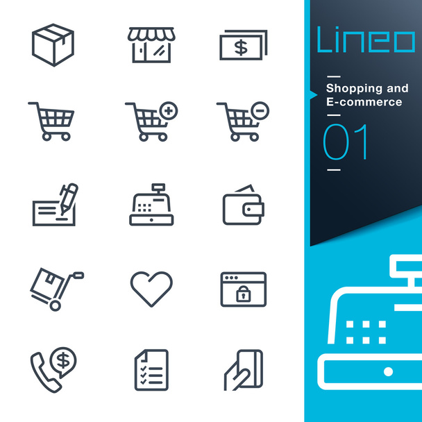 Линео - иконки покупок и электронной коммерции
 - Вектор,изображение