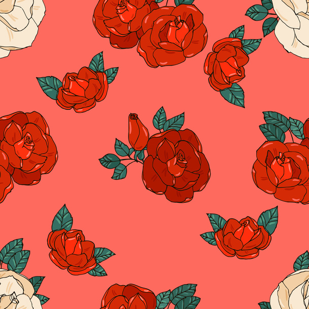 seamless pattern with roses - Vektor, Bild