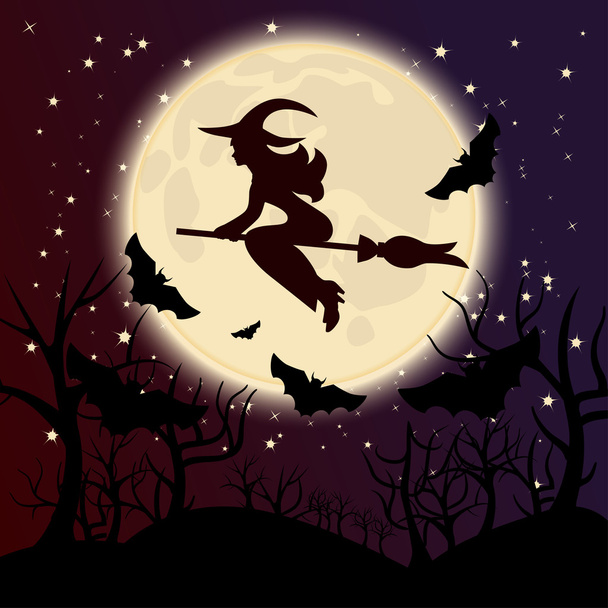 Witch with a broom - Vector, Imagen