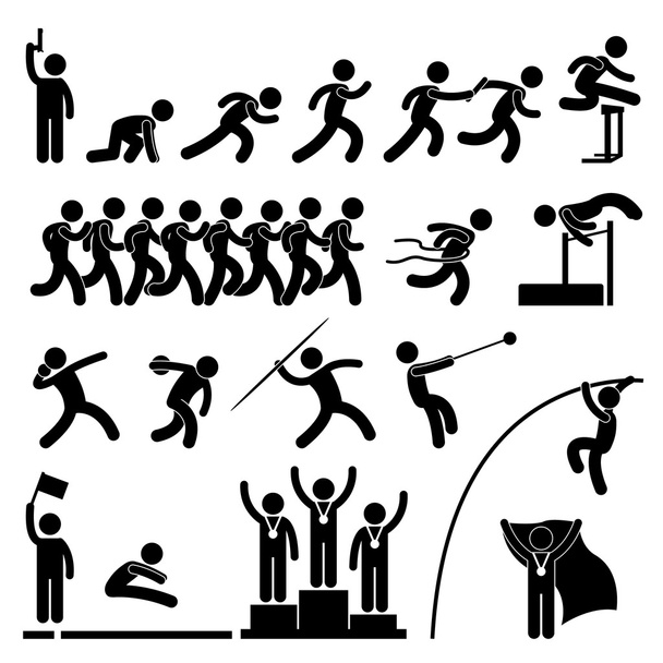 Campo de esporte e pista jogo atlético evento vencedor celebração ícone símbolo si
 - Vetor, Imagem