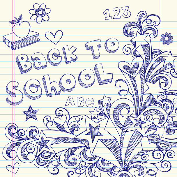 πίσω στο σχολείο doodles σημειωματάριο - Διάνυσμα, εικόνα