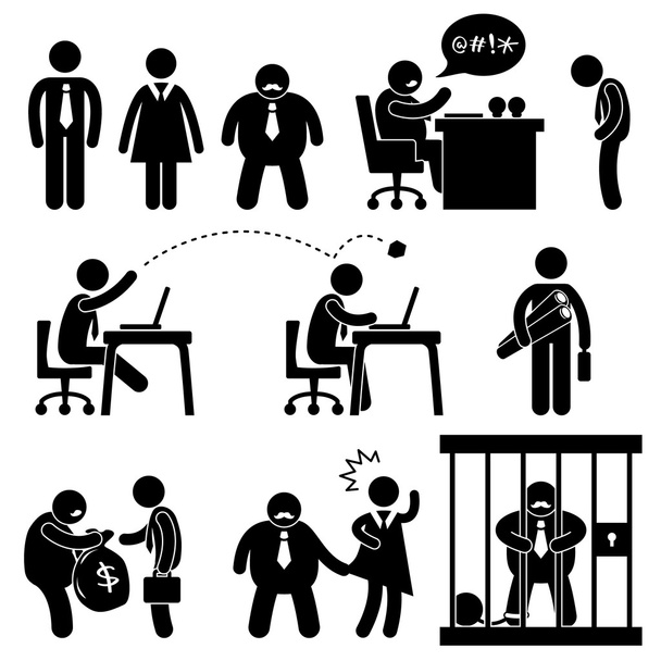 Business Office Workplace Situation Boss Manager Icon Symbol Sign Pictogram - Vector, Image