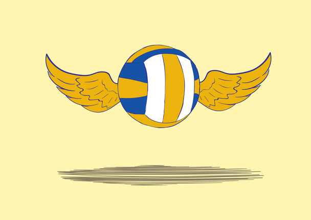 翼のあるバレーボール - ベクター画像