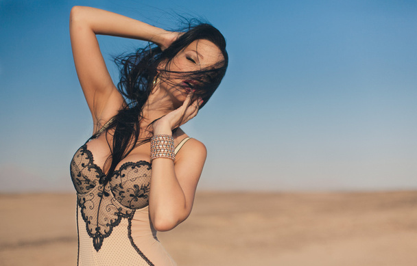 Beautiful girl posing in a desert - Photo, Image