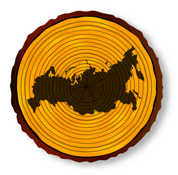 Mapa ruso en madera
 - Vector, Imagen