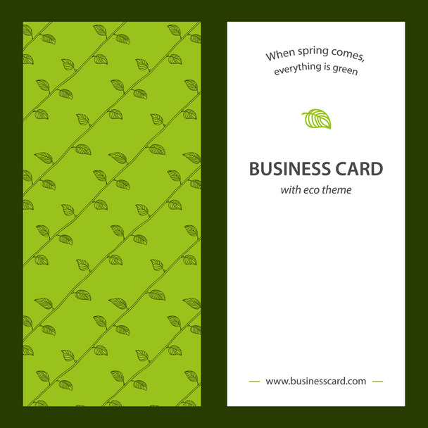 Vector template with business card on eco theme - Vektör, Görsel