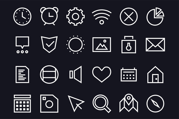 Outline vector UI user interface technology black and white icons set bundle - Вектор, зображення