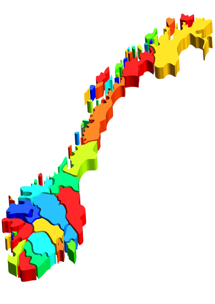 Карта Норвегии
 - Вектор,изображение