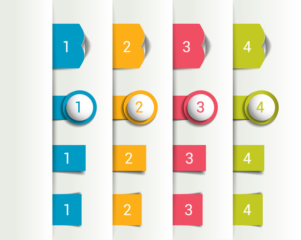 Set of 3D colorful bookmarks, vertical divide. Vector. - Vector, Imagen