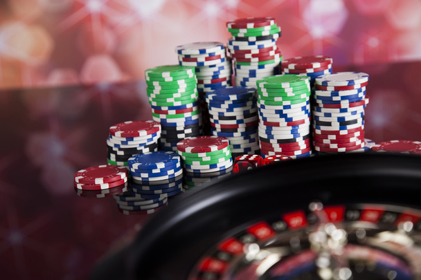 Poker Chips with roulette - Photo, Image