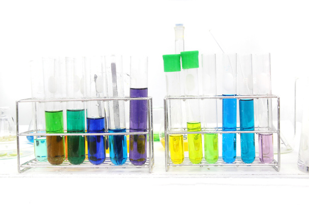 kolorowy probówki, laboratorium chemiczne, nauki,, - Zdjęcie, obraz