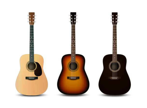 Realistic acoustic guitars. Vector set - Vector, Image