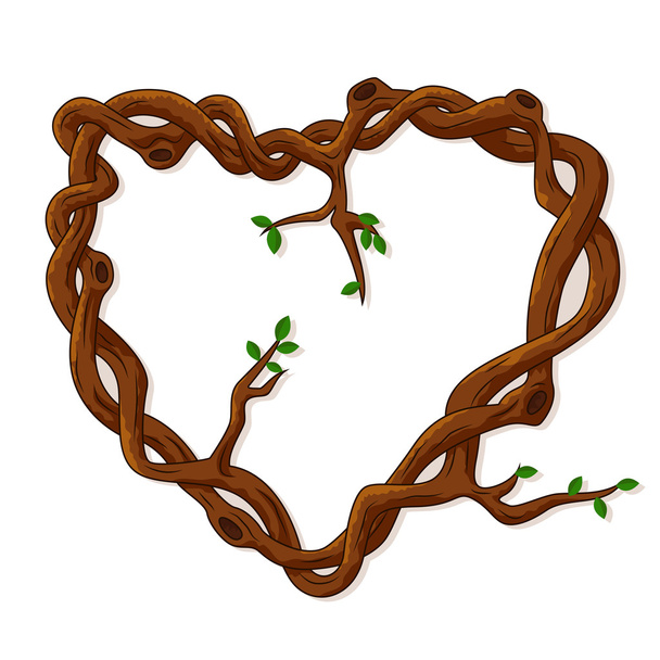 Love frame made from tree branches - Vector, Image