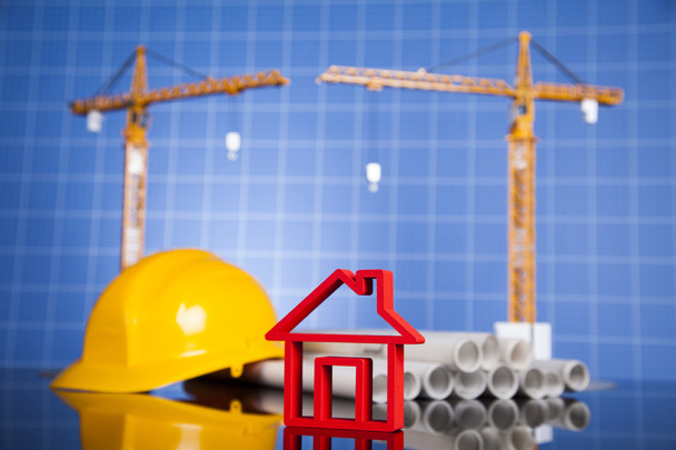 Construction site, crane and Blueprints - Photo, Image