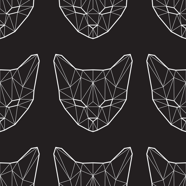 Vector seamless pattern with low poly cats - Vector, Image