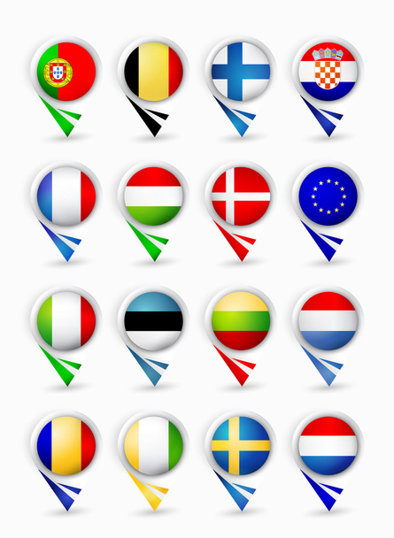 European Union members map pointers with flags.Part 1 - Wektor, obraz
