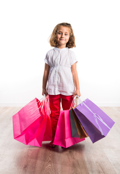 Girl with many shopping bags - Zdjęcie, obraz