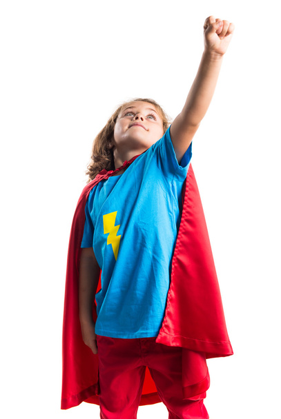 Miúdo vestido de super-herói
 - Foto, Imagem