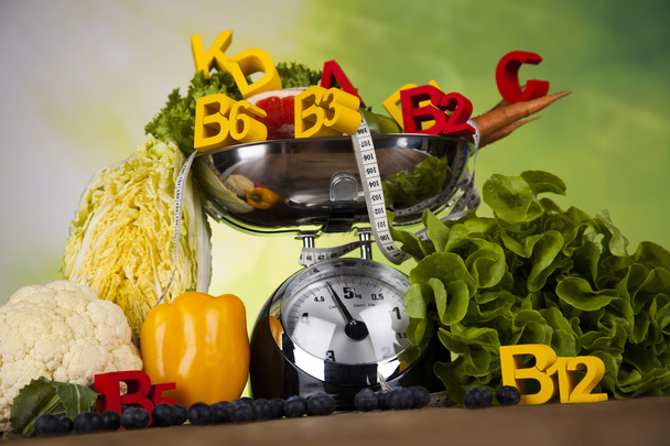 Fitness-vitamiinikonsepti, tuoreet hedelmät ja vihannekset
 - Valokuva, kuva