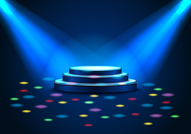 Empty stage with spotlights on stage - Vector, Image