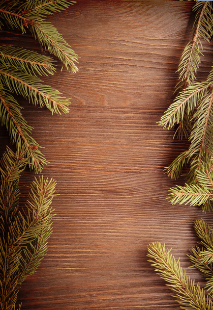 Christmas Tree on wooden background - Zdjęcie, obraz