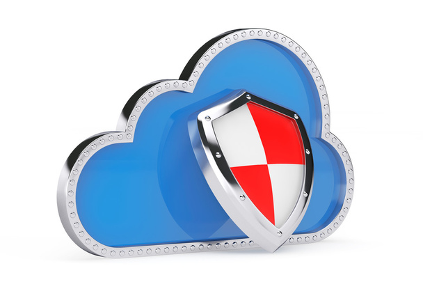 Internet Security Concept. 3d Cloud with Protection Shield - Photo, Image