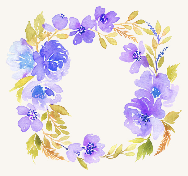 Wreath wedding watercolor. Handmade. Greeting card - Foto, afbeelding