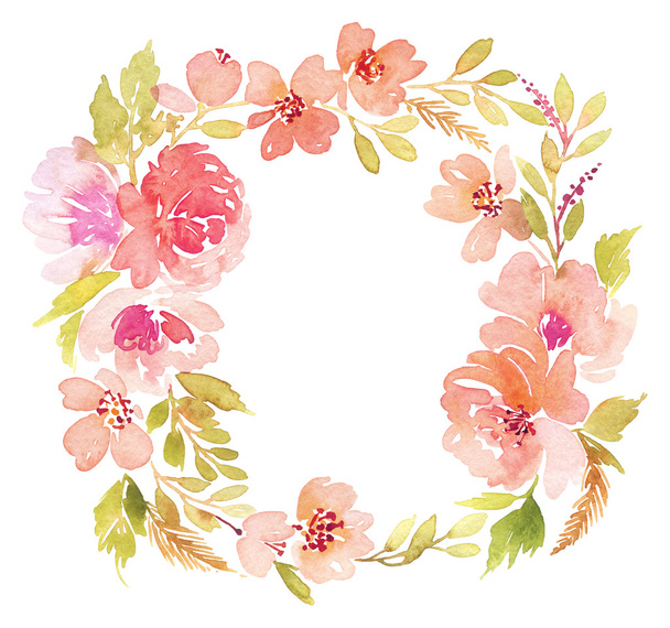 Wreath wedding watercolor. Handmade. Greeting card - Fotó, kép