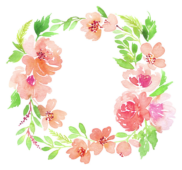 Wreath wedding watercolor. Handmade. Greeting card - Foto, imagen