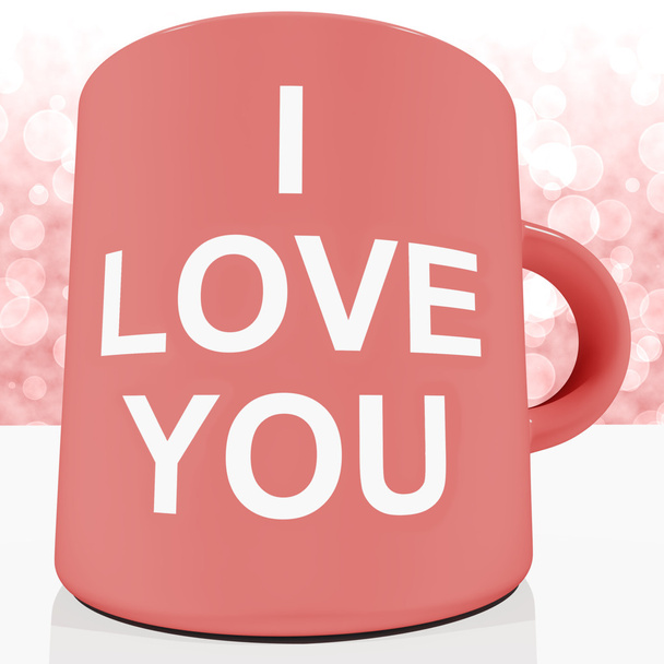 I Love You Mug with Bokeh Background Shooting Romance and Valenti
 - Фото, изображение