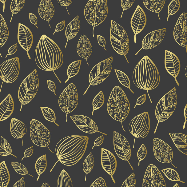 Seamless stylized leaf pattern.Texture with leaves - ベクター画像
