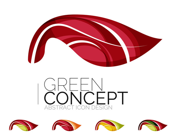 Set van abstracte eco plant icons, logo natuur groene bedrijfsconcepten, schoon moderne geometrisch ontwerp - Vector, afbeelding