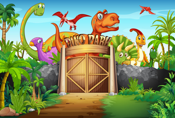 Dinosaurs living in the park - Vector, Image