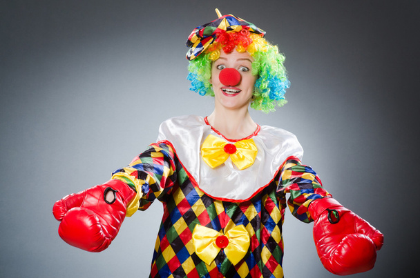 Grappige clown met bokshandschoenen - Foto, afbeelding