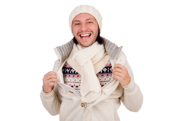 Jeune homme en vêtements d'hiver isolé sur blanc
 - Photo, image