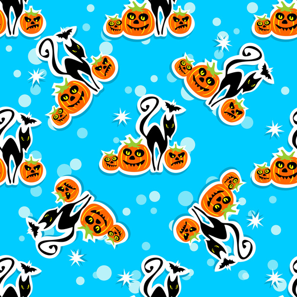 cats and pumpkin seamless pattern - Вектор, зображення