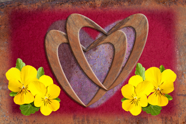 Valentine card with heart and flowers - Φωτογραφία, εικόνα