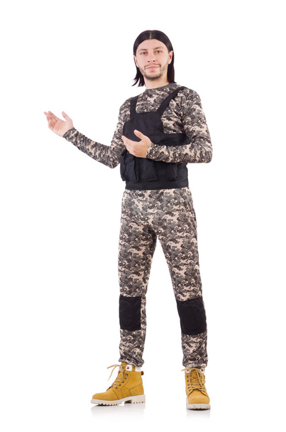 Кавказький солдата ізольовані на білому - Фото, зображення