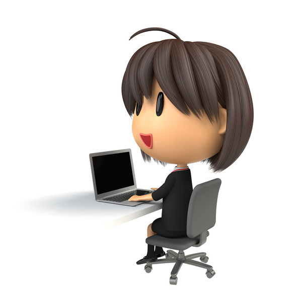 Женщины-сотрудники для управления ноутбуком PC
 - Фото, изображение